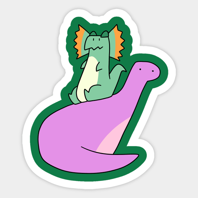 Dilophosaurus and Brontosaurus Sticker by saradaboru